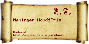 Maninger Honória névjegykártya